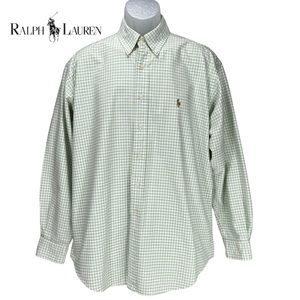 Ralph Lauren | Blake Oxford Green &‎ White L/S Button Up Shirt | Men’s Large